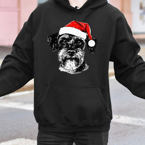 Christmas Schnauzer Dog Hoodie, Schnauzer Santa Hoodie, Festive Dog Lover Sweatshirt, Winter Holiday Pet Pullover, Present fo