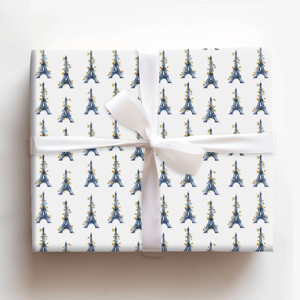 Paris Watercolor Gift Wrap, Eiffel Tower Christmas Wrapping Paper, France Holiday Travel Wrapping Paper, Parisian Decor Gift 