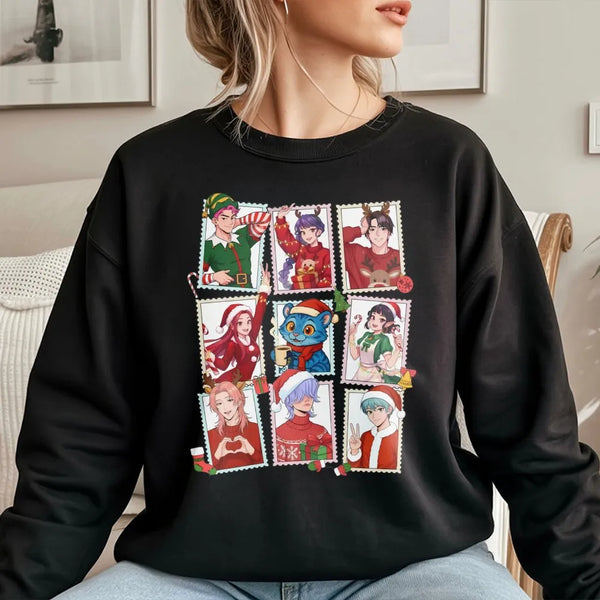 Adorable Manga Anime Crewneck, Anime Christmas Sweatshirt, Japanese Anime Holiday Pullover, Otaku Christmas Sweater, Present 