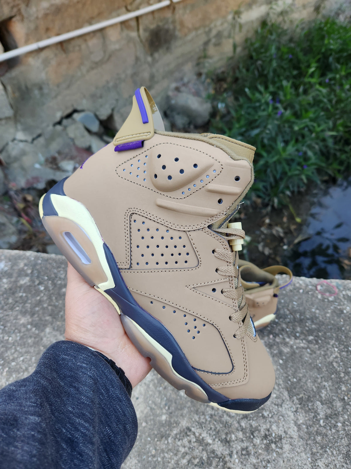 High Top Sneakers, Beige Purple Colorway, Lace Up Design, Casual Gift for Sneaker Fans