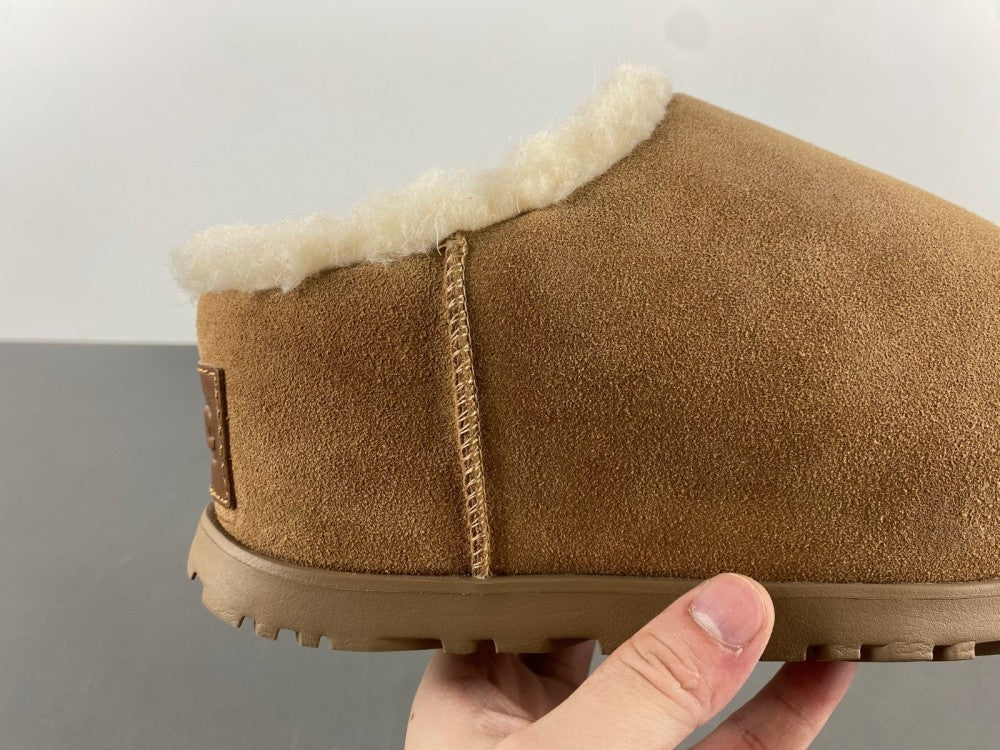 Slides, Brown Colorway, Slip On Design, Wool Detail, Casual Gift for Shoe Lovers