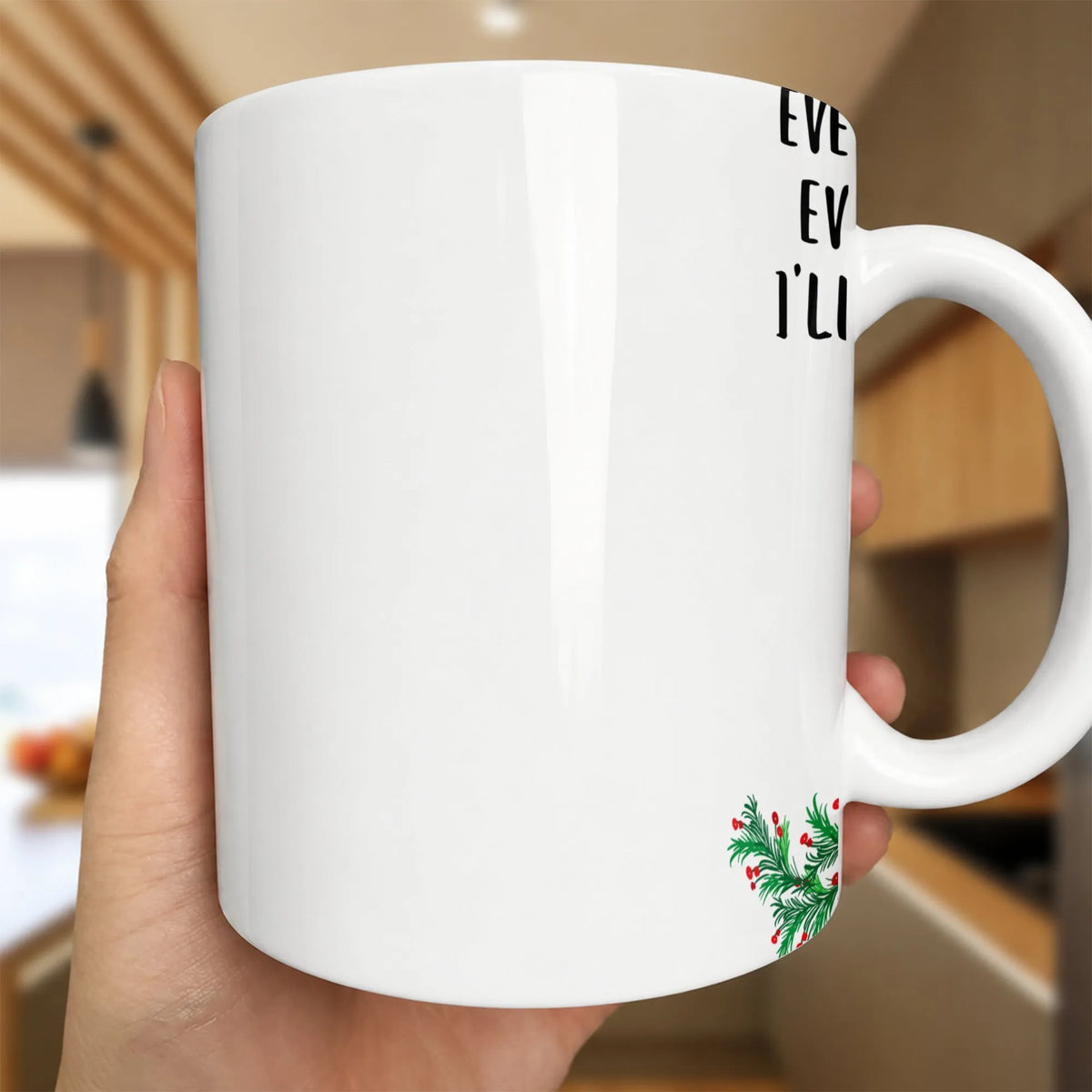 Festive Pine and Berry Holiday Mug, Christmas Wreath Coffee Mug, Rustic Winter Botanical Ceramic Mug, Xmas Tea Cup, Holiday S