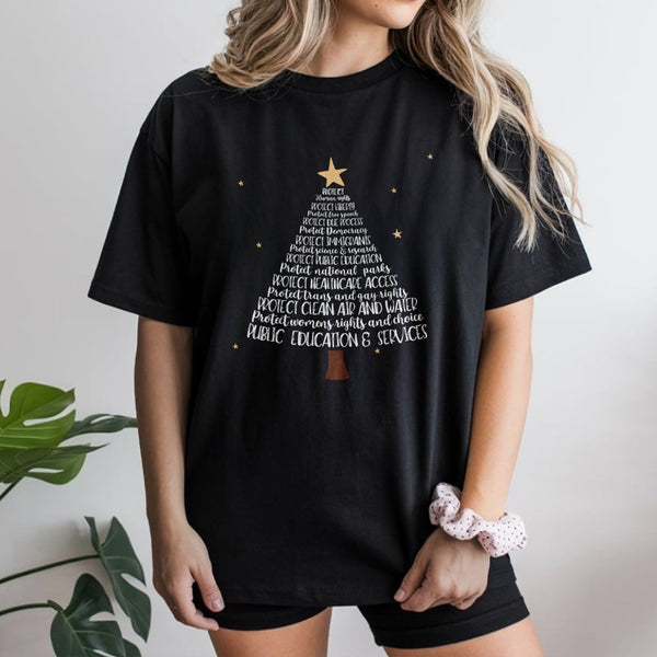 Social Justice Holiday Shirt, Progressive Christmas Tree T-Shirt, Activism Xmas Graphic Tee, Equality Christmas T-Shirt, Acti