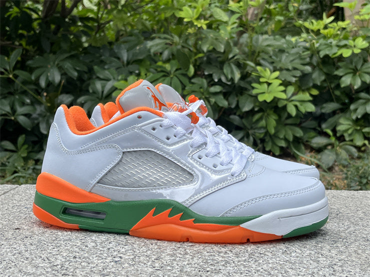 Low Top Sneakers, White Green Orange Colorway, Lace Up Design, Casual Gift for Sneaker Fans