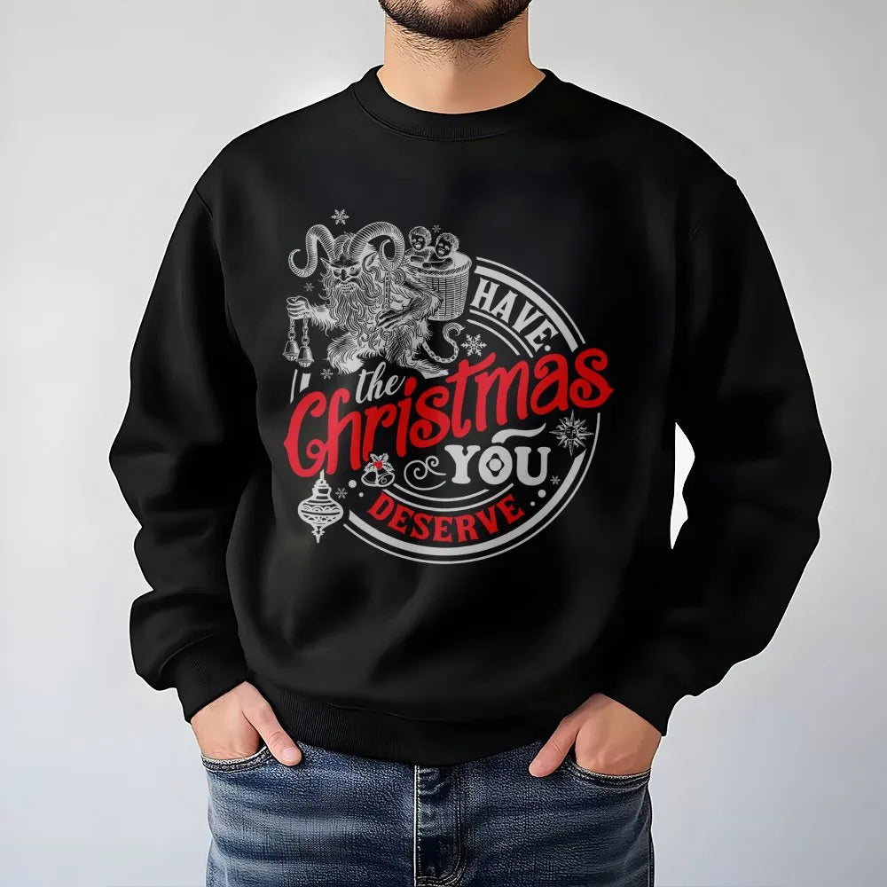 Humorous Krampusnacht Sweatshirt, Krampus Christmas Sweatshirt, Sarcastic Krampus Holiday Crewneck, Goth Christmas Pullover, 
