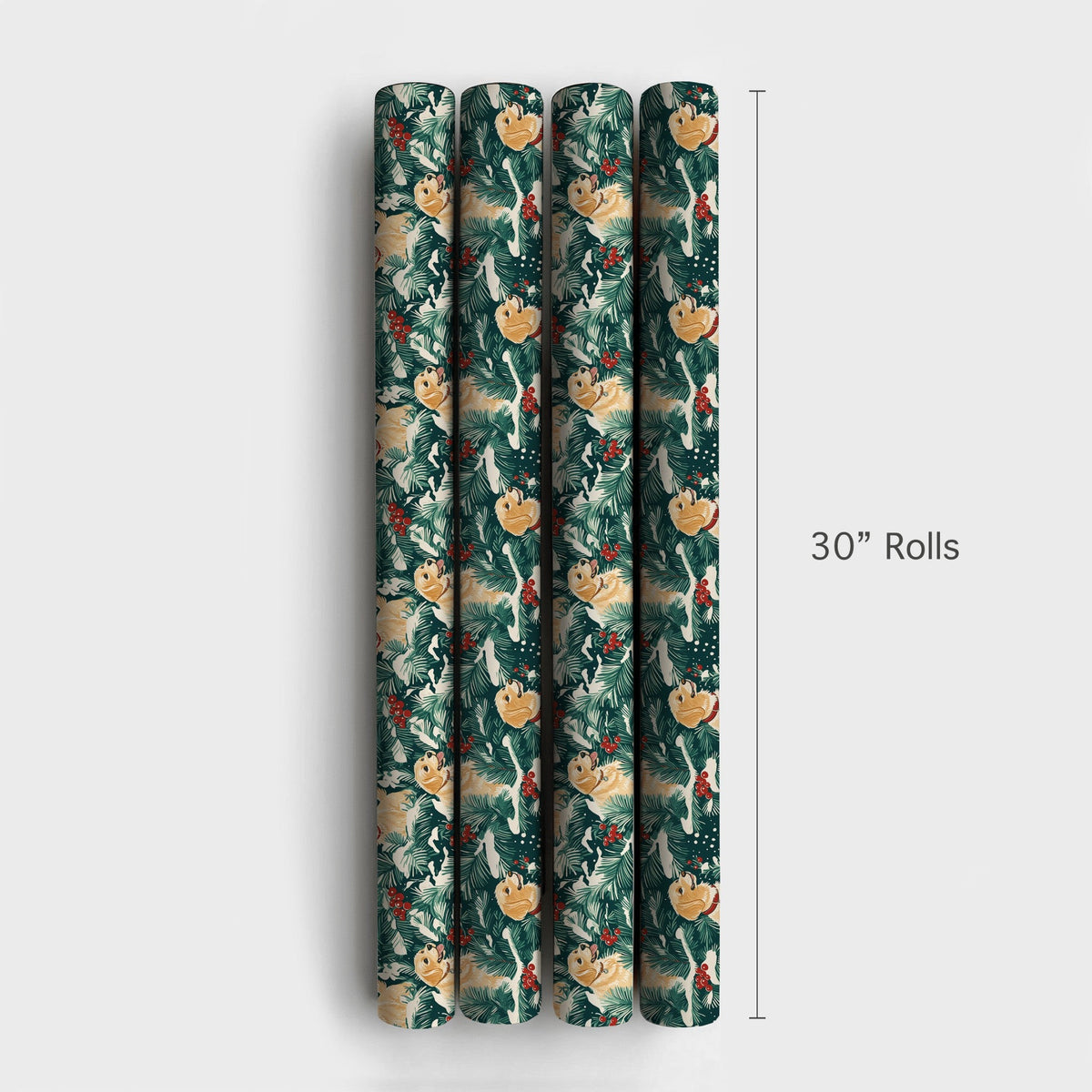 Snowy Pine Holly Dog Gift Wrap, Golden Retriever Wrapping Paper, Winter Dog Lover Holiday Wrapping Paper, Christmas Puppy Wra
