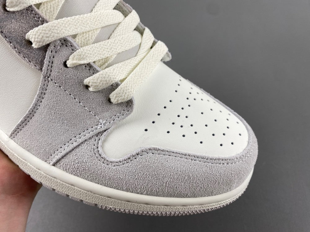 Mid Top Sneakers, White Gray Colorway, Lace Up Design, Casual Gift for Sneaker Fans