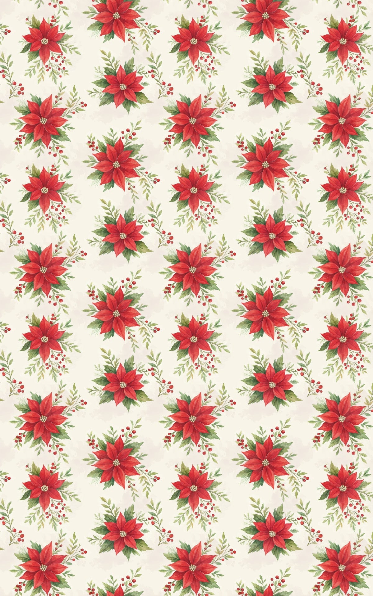 Watercolor Floral Gift Wrap Roll, Poinsettia Christmas Wrapping Paper, Holiday Poinsettia Gift Wrap, Botanical Xmas Paper Rol
