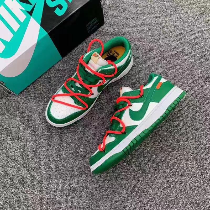Low Top Sneakers, Green Off White Colorway, Lace Up Design, Casual Gift for Sneaker Fans