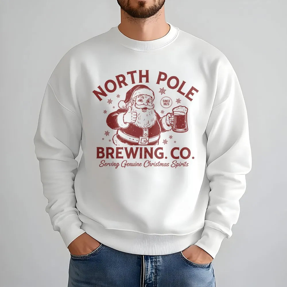 Vintage Santa Claus Beer Brewing Crewneck, North Pole Brewing Co Sweatshirt, Humorous Christmas Holiday Pullover, Xmas Beer L
