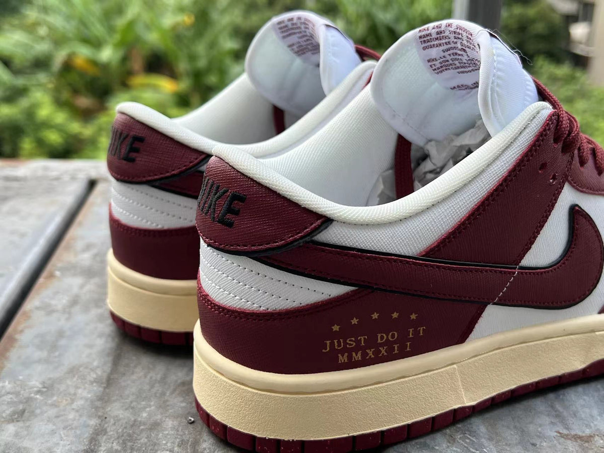 Low Top Sneakers, Burgundy White Colorway, Lace Up Design, Casual Gift for Sneaker Fans