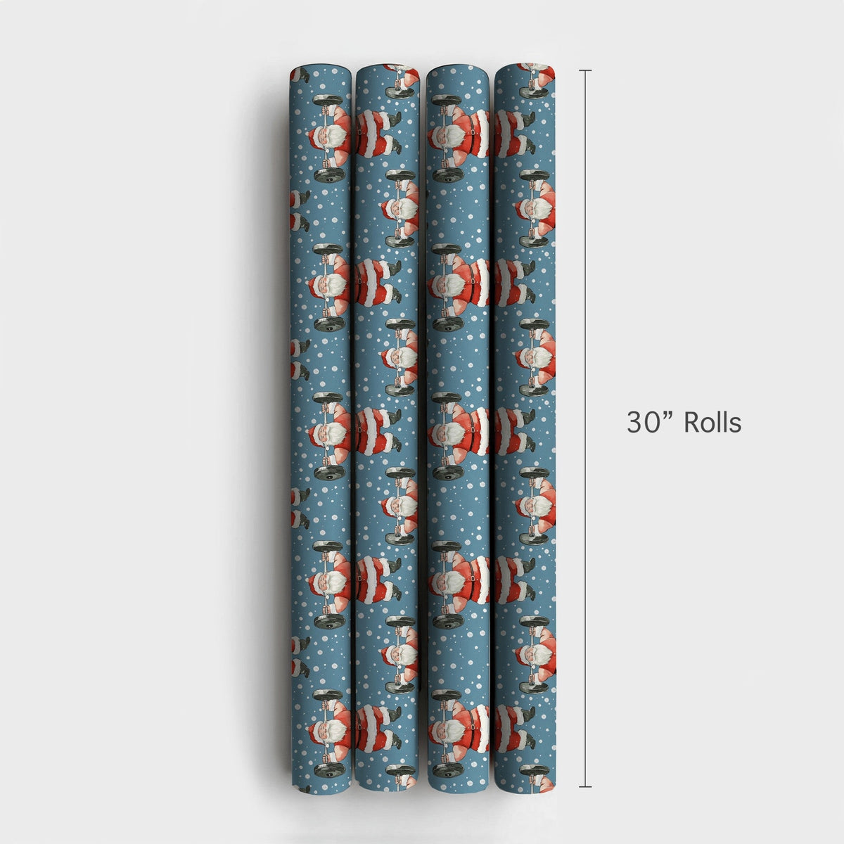 Fitness Christmas Gift Wrap, Weightlifting Santa Wrapping Paper, Humorous Gym Holiday Present Paper, Barbell Workout Xmas Gif