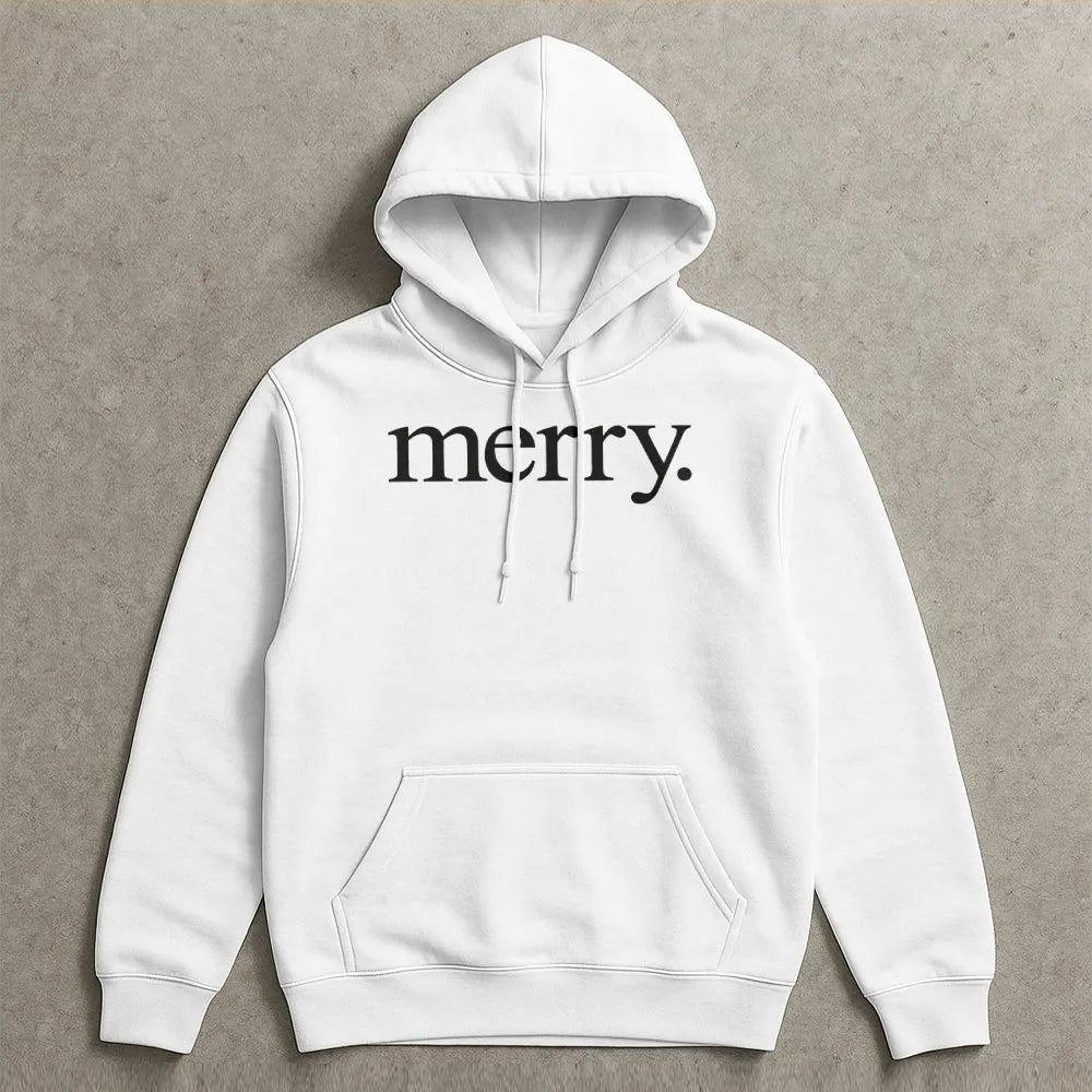 Minimalist Holiday Typography Graphic Sweatshirt, Merry Christmas Hoodie, Festive Winter Season Pullover, Comfy Xmas Apparel 