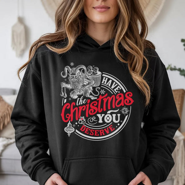 Dark Holiday Horror Hoodie, Krampus Christmas Hoodie, Krampusnacht Pullover Hoodie, Sarcastic Winter Holiday Sweatshirt, Cree