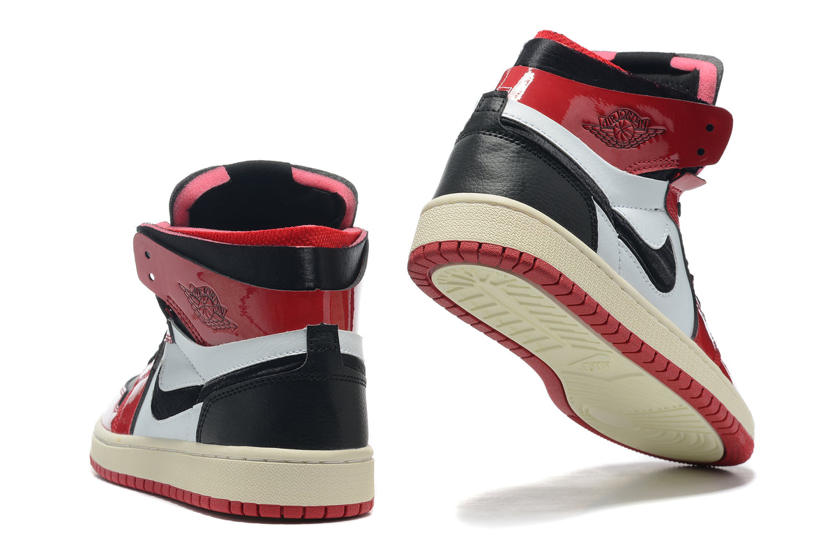 Sneakers, Red Black White Colorway, Patent Leather Footwear, Lace Up Design, Casual Gift for Sneaker Fans