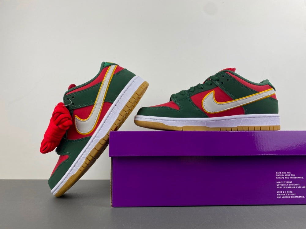 Low Top Sneakers, Red Green Yellow Colorway, Lace Up Design, Casual Gift for Sneaker Fans