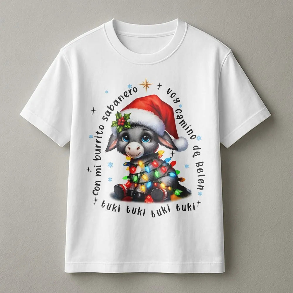 Adorable Christmas Donkey Shirt, Mi Burrito Sabanero T-Shirt, Latino Holiday Graphic Tee, Spanish Xmas Carol Tee, Villancicos