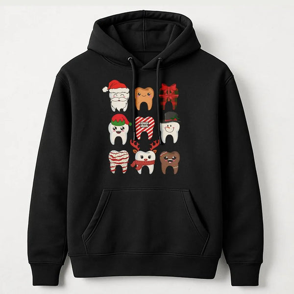 Humorous Dental Hygienist Holiday Sweatshirt, Christmas Teeth Hoodie, Dentist Office Pullover Hoodie, Dental Assistant Adorab