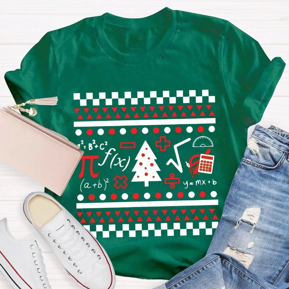 Festive STEM Holiday Teacher Tee, Math Elements Christmas Tree Shirt, Math Equations Xmas Tree Shirt, Science Teacher Christm