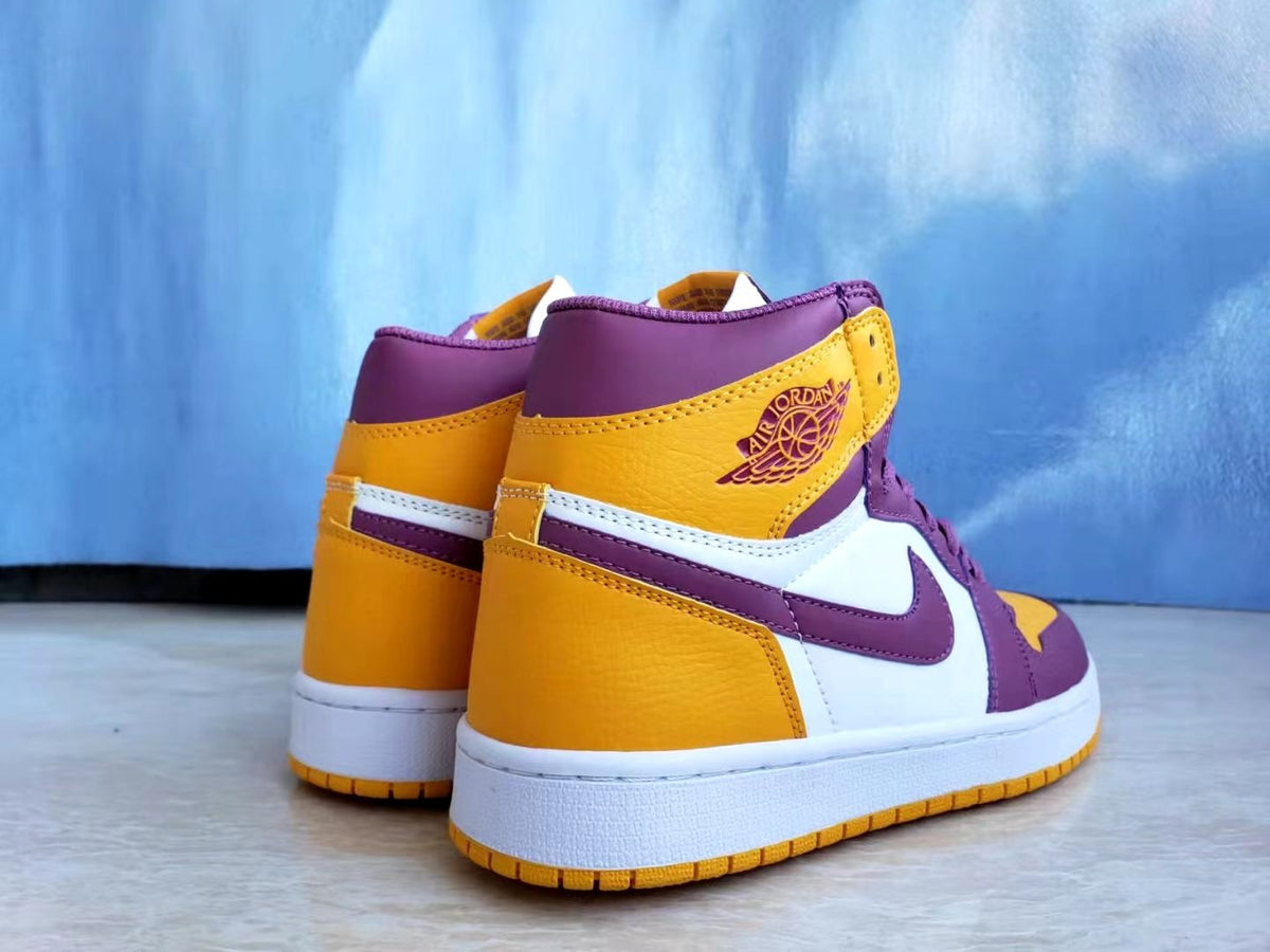 Sneakers, Yellow Purple Colorway, Lace Up Design, Casual Gift for Sneaker Fans