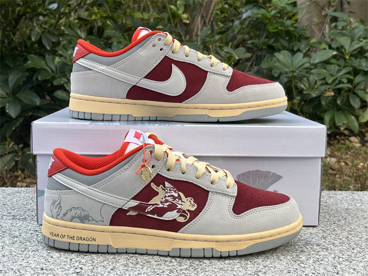 Low Top Sneakers, Beige Burgundy Colorway, Lace Up Design, Casual Gift for Sneaker Fans