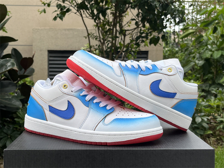 Low Top Sneakers, Blue White Colorway, Lace Up Design, Casual Gift for Sneaker Fans