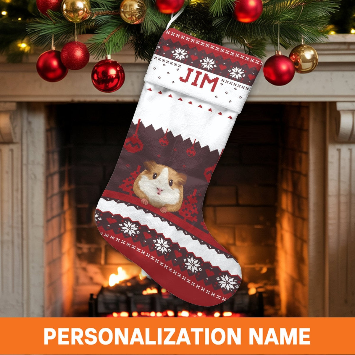 Adorable Pet Holiday Stocking, Guinea Pig Christmas Stocking, Personalized Christmas Stocking