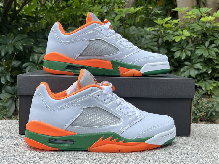 Low Top Sneakers, White Green Orange Colorway, Lace Up Design, Casual Gift for Sneaker Fans