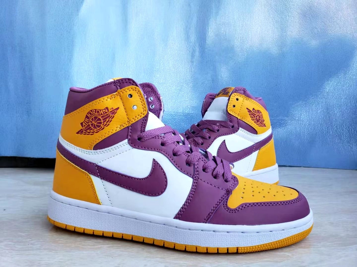 Sneakers, Yellow Purple Colorway, Lace Up Design, Casual Gift for Sneaker Fans