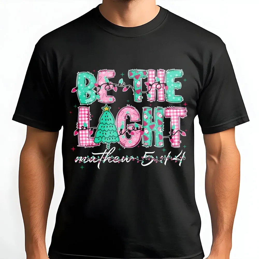 Matthew 5, Be the Light Shirt, 14 Christian T-Shirt, Plaid Christmas Tree Graphic Tee, Faith Based Holiday Tee, Christian Chr