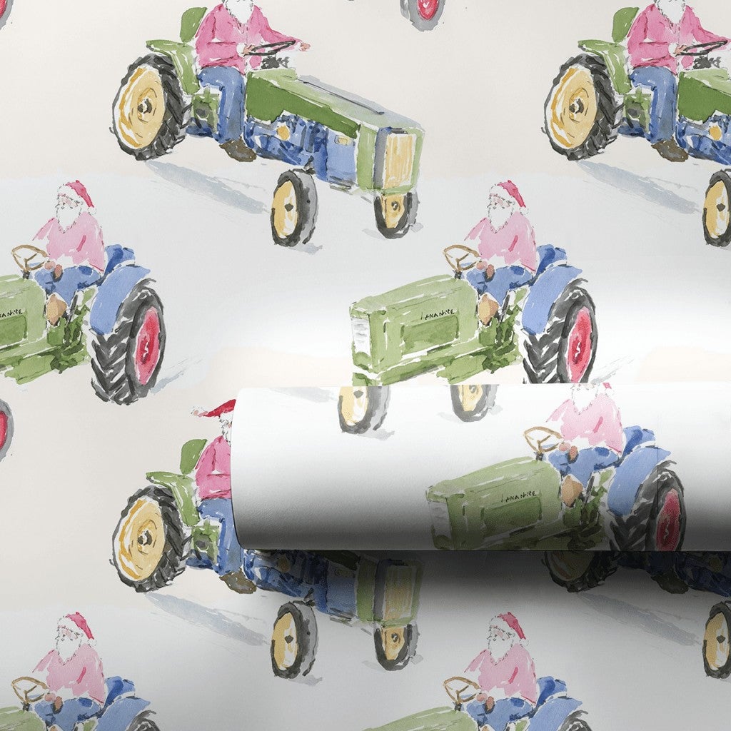 Santa Farm Tractor Gift Wrap, Christmas Tractor Wrapping Paper, Rustic Country Wrapping Paper, Farmhouse Holiday Gift Wrap Ro