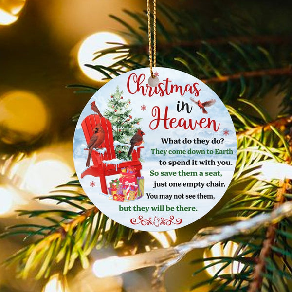 Red Cardinal Bird Memorial Ornament, Christmas in Heaven Ornament, Sympathy Keepsake Ornament, Ceramic Christmas Tree Decor, 