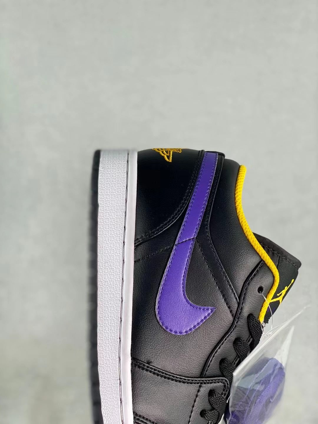 Low Top Sneakers, Black Yellow Purple Colorway, Lace Up Design, Casual Gift for Sneaker Fans