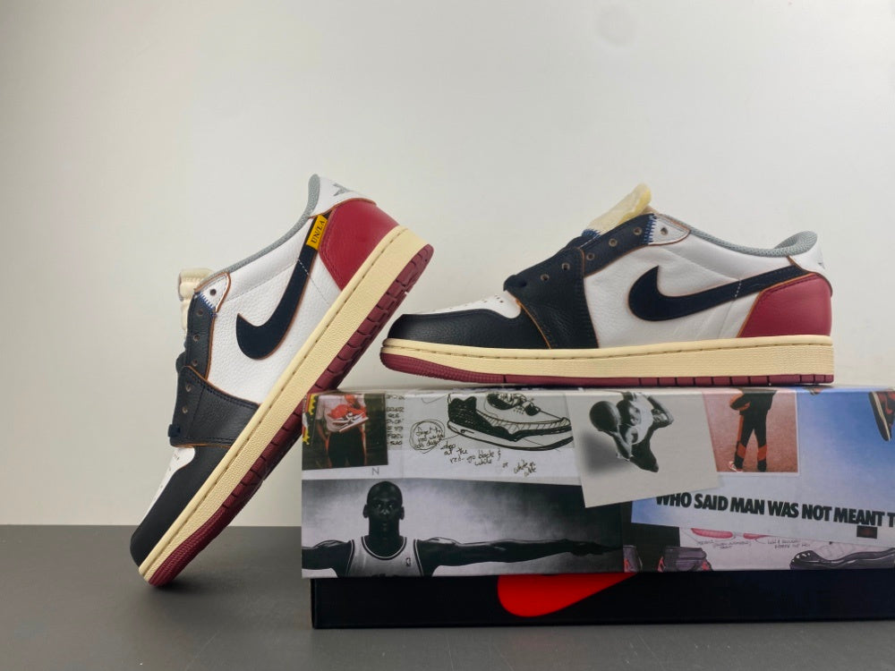 Retro Low Top Sneakers, White Black Red Colorway, Leather Footwear, Lace Up Design, Casual Gift for Sneaker Fans
