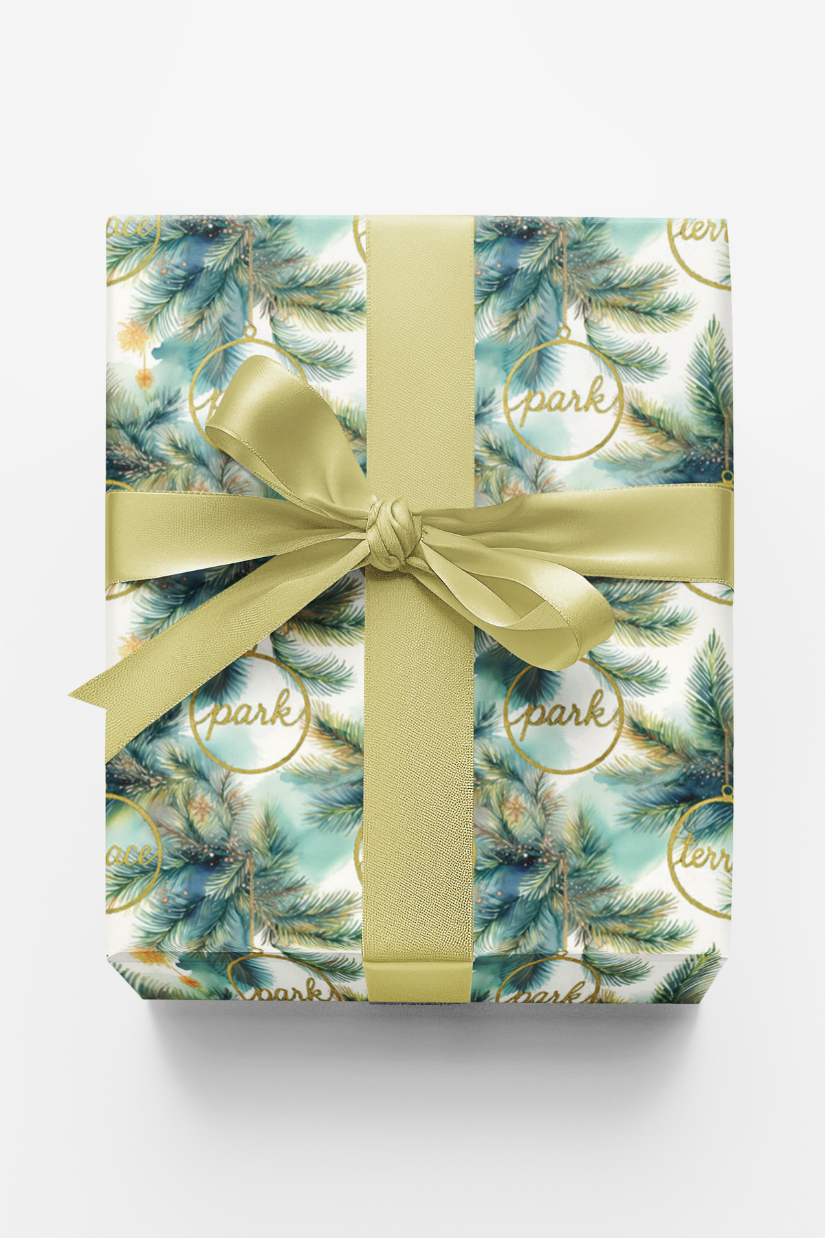 Botanical Holiday Gift Wrap, Park and Terrace Christmas Wrapping Paper, Watercolor Greenery Xmas Paper, Elegant Winter Garden