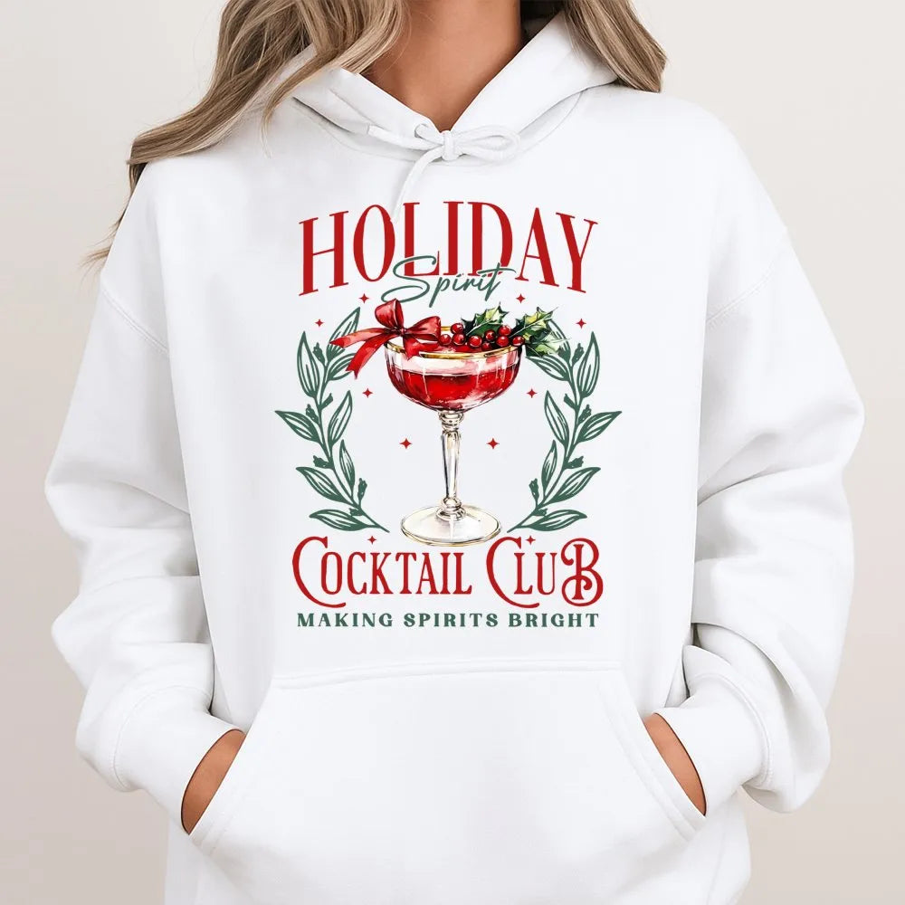 Festive Drink Bartender Hooded Sweatshirt, Holiday Cocktail Christmas Hoodie, Comfy Winter Drinking Pullover, Xmas Party Appa