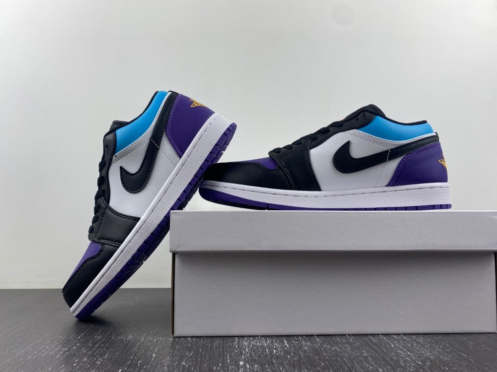 Low Top Sneakers, Black Purple Colorway, Lace Up Design, Casual Gift for Sneaker Fans
