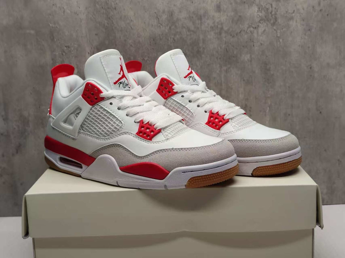 Mid Top Sneakers, Red Colorway, Lace Up Design, Casual Gift for Sneaker Fans