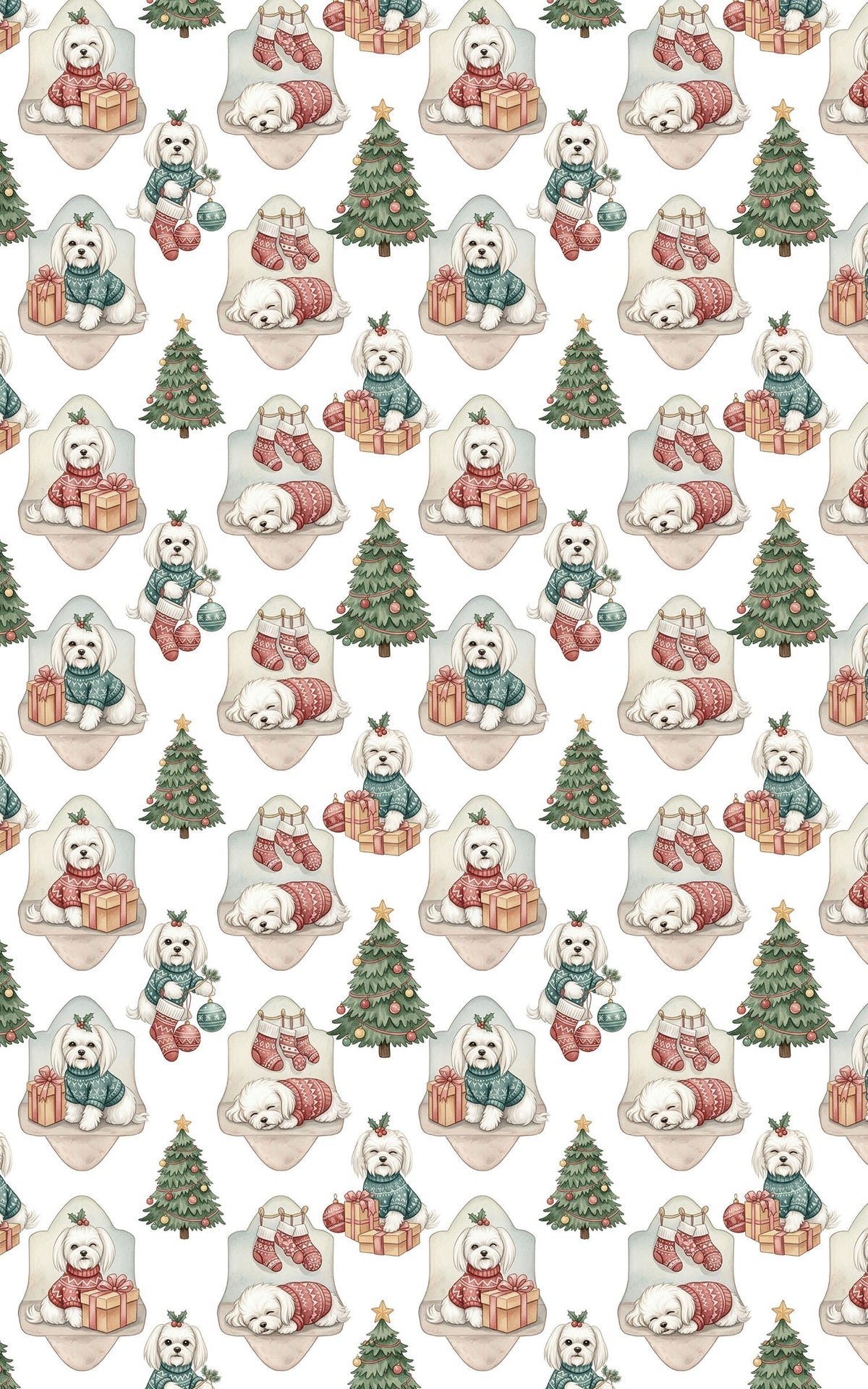 Holiday Sweater Dog Gift Wrap, Maltese Dog Christmas Wrapping Paper, Festive Maltese Wrapping Paper, Maltese Dog Lover Holida