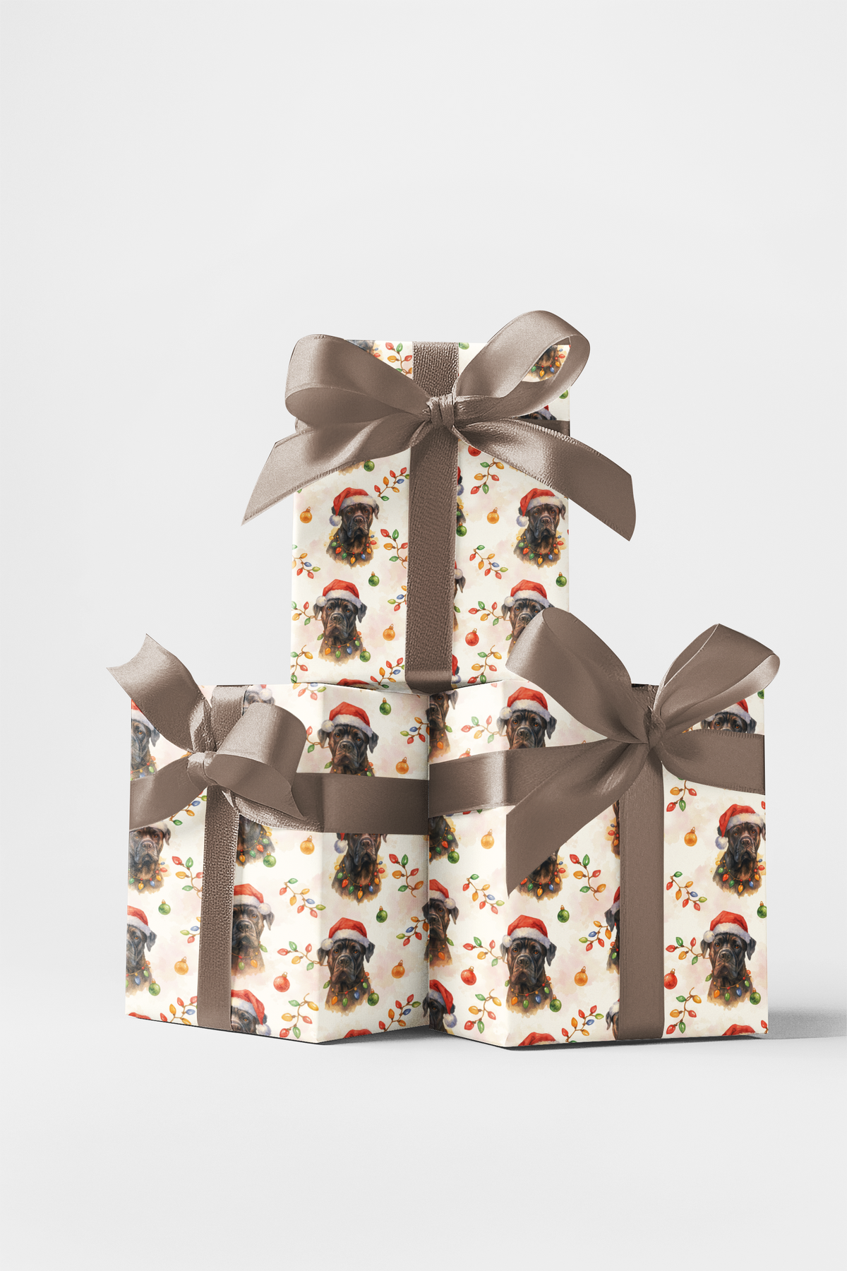 Festive Dog Santa Hat Gift Wrap, Cane Corso Christmas Wrapping Paper, Holiday Pet Gift Wrap, Cane Corso Present Wrap, Dog Lov