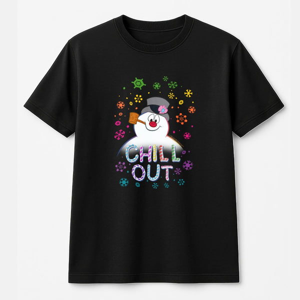 Retro Festive Holiday Graphic Tee, Chill Out Snowman T-Shirt, Humorous Winter Snowman Shirt, Adorable Sarcastic Christmas Gra