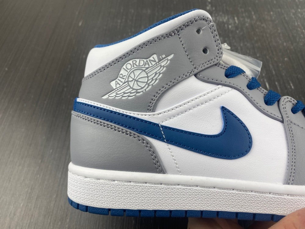 Mid Top Basketball Shoes, Blue White Gray Colorway, Lace Up Design, Casual Gift for Shoe Lovers