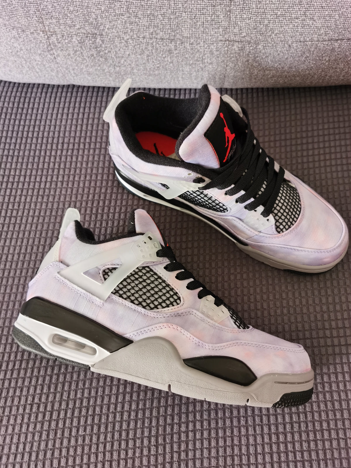 Basketball Shoes, White Black Colorway, Tie Dye Pattern, Lace Up Design, Casual Gift for Shoe Lovers