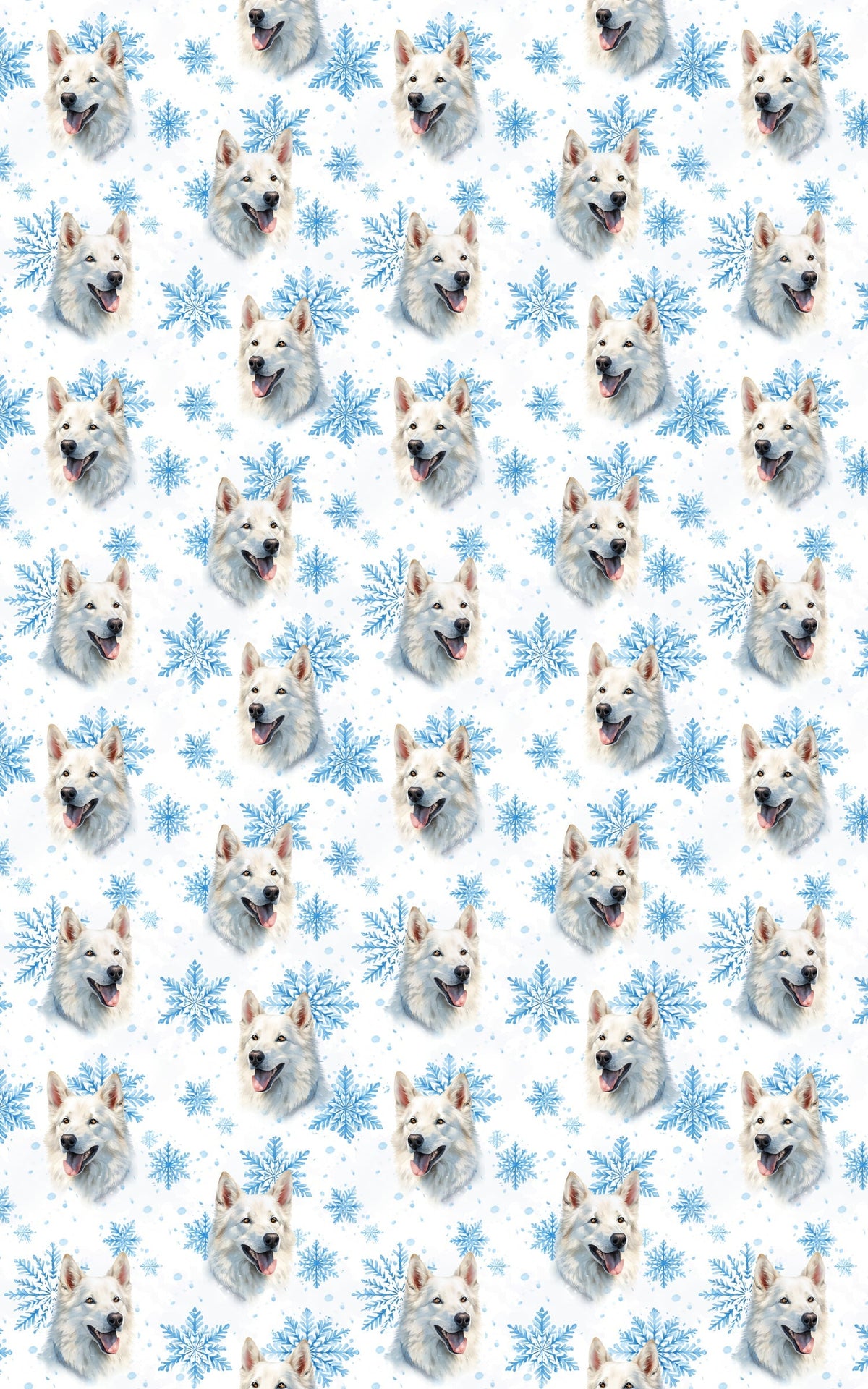 Watercolor Snowflake Winter Gift Wrap, White Shepherd Wrapping Paper, Christmas Dog Wrapping Paper, Pet Lover Holiday Gift Wr