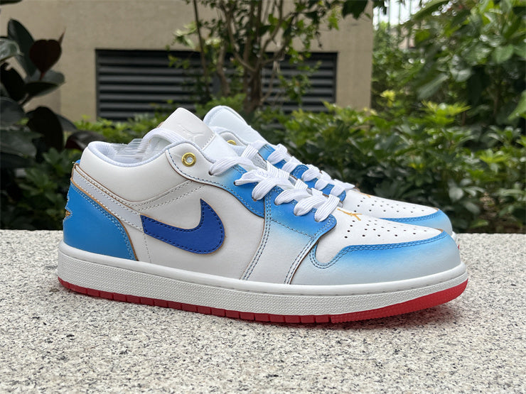 Low Top Sneakers, Blue White Colorway, Lace Up Design, Casual Gift for Sneaker Fans