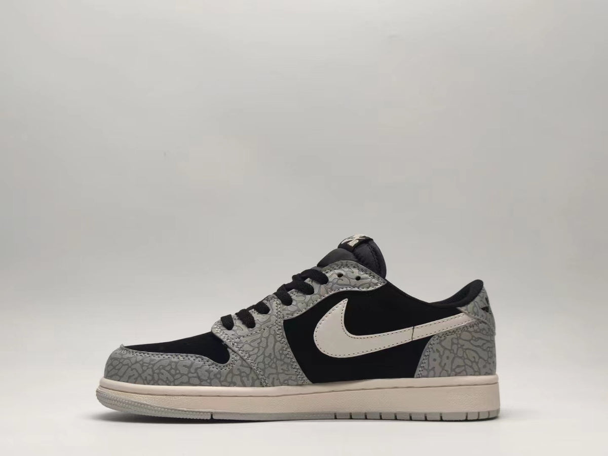 Low Top Sneakers, Black Gray Colorway, Cracked Pattern, Lace Up Design, Casual Gift for Sneaker Fans