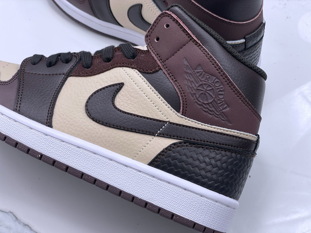Mid Top Sneakers, Beige Black Colorway, Lace Up Design, Casual Gift for Sneaker Fans