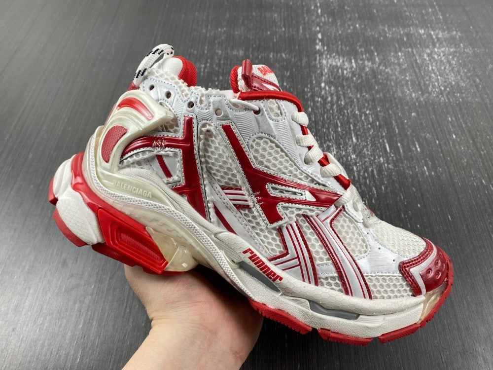 Low Top Sneakers, White Red Colorway, Lace Up Design, Casual Gift for Sneaker Fans