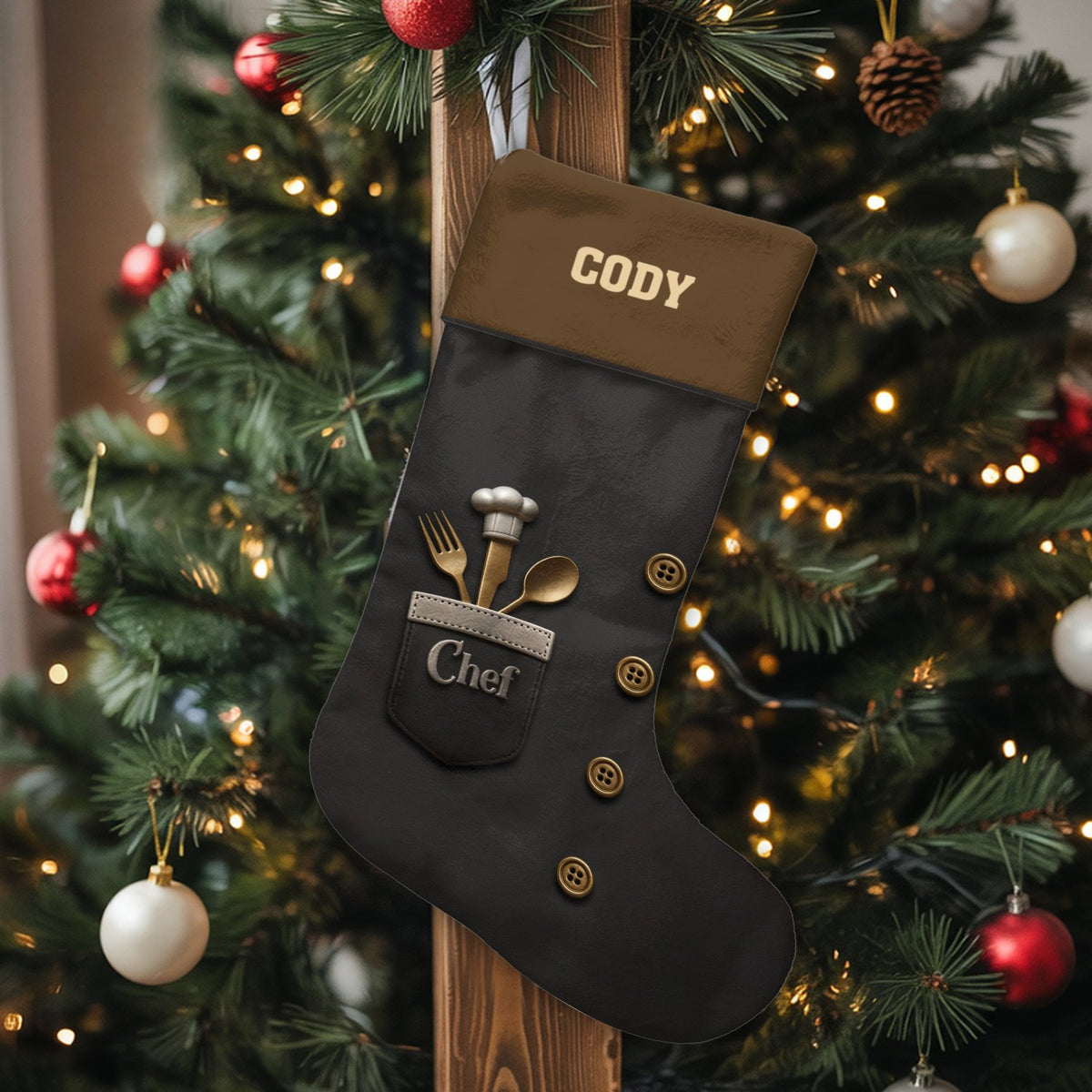 Custom Cooking Holiday Stocking, Personalized Chef Christmas Stocking, Velboa Culinary Christmas Stocking, Baker Cook Present