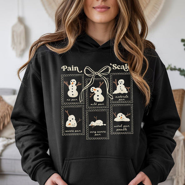 Medical Christmas Holiday Sweatshirt, Humorous Snowman Pain Scale Nurse Hoodie, RN Hospital Pullover, Healthcare Worker Xmas 